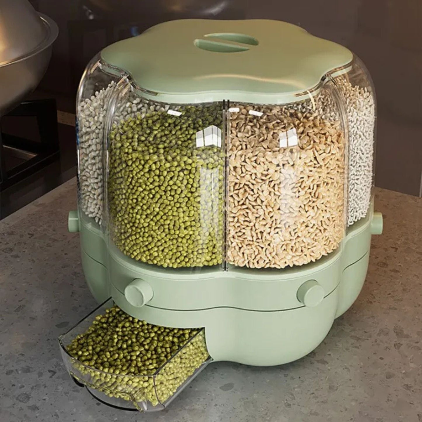 360° Rotating Multi-Section Dry Food Dispenser