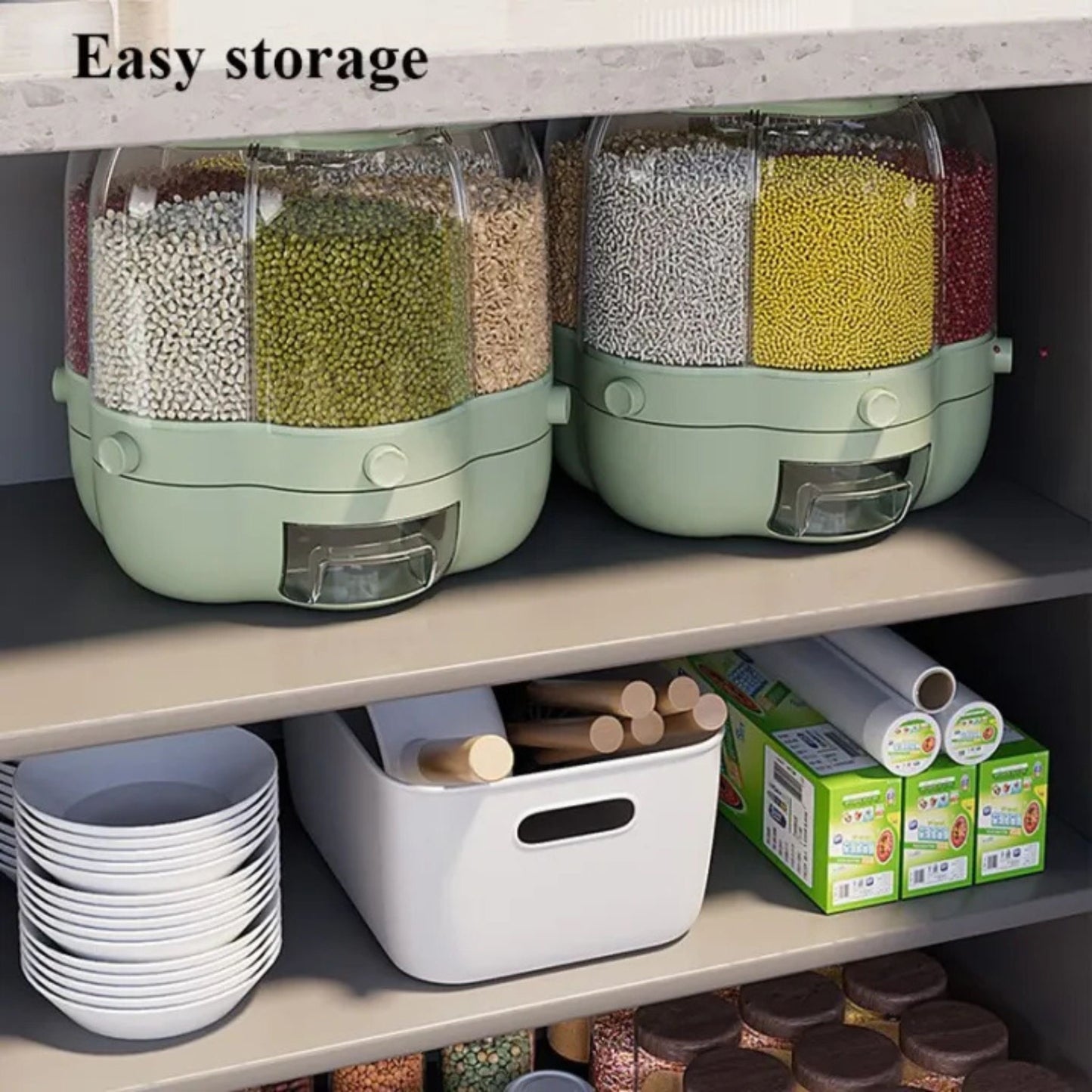 360° Rotating Multi-Section Dry Food Dispenser