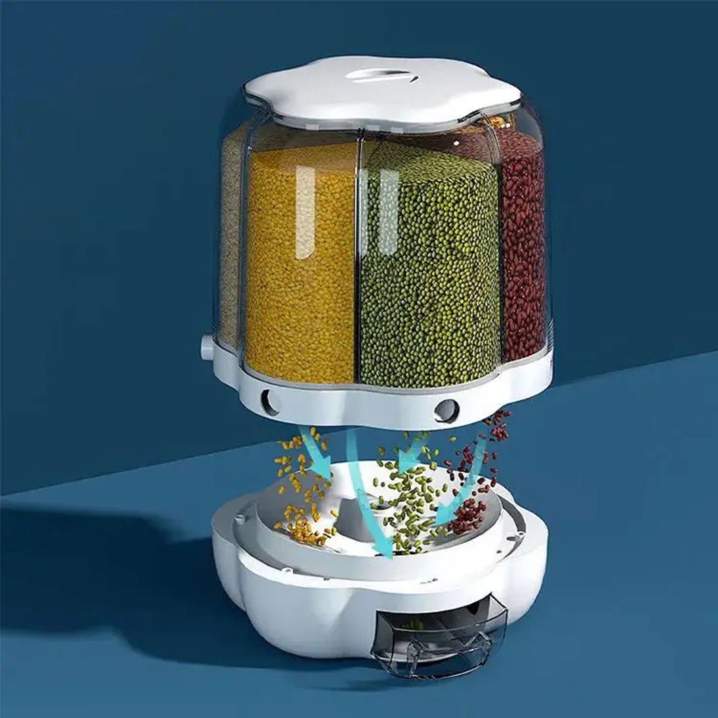 360° Rotating Multi-Section Dry Food Dispenser