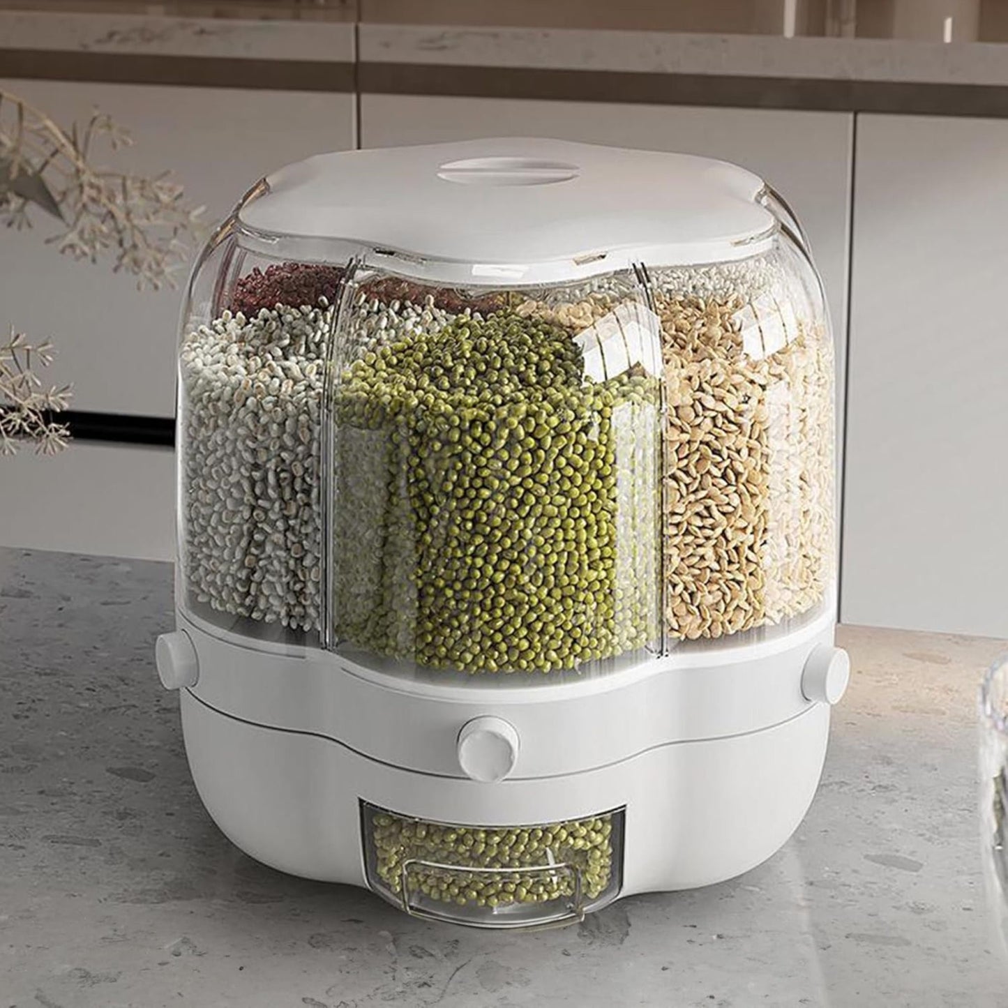 360° Rotating Multi-Section Dry Food Dispenser